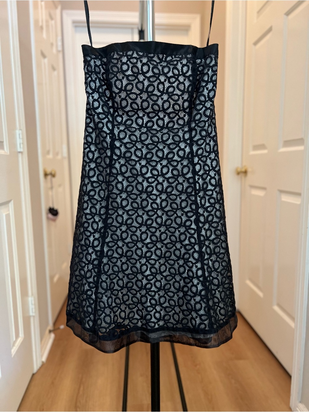 White House Black Market Black Lace Overlay Mini Dress